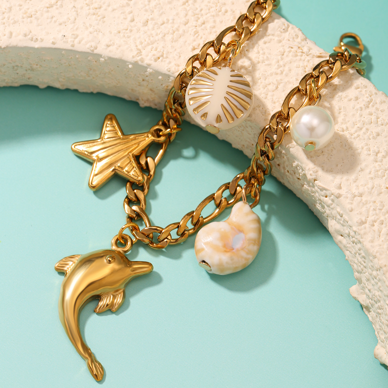 Women's Dolphin & Star Shape Stainless Steel Anklet, Daily Wear
